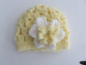 Baby Hats for Newborns and Preemies - Beanie with Flower - Picture 1 of 11