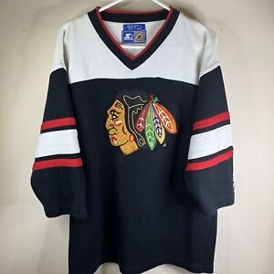 Vintage Starter Chicago Blackhawks 3/4 Sleeve Shirt Mens Large NHL Hockey 