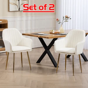 Set of 2 Modern Upholstered Living Room Bedroom Waiting Room Velvet Accent Chair - Picture 1 of 10