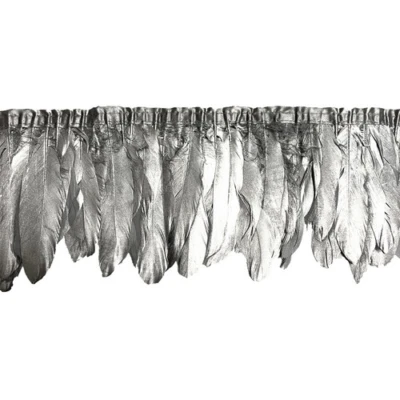 Plumas de ganso sumergidas en plata dorada de 2 metros en cinta flecos cinta ribete de plumas Foto 1 de 4