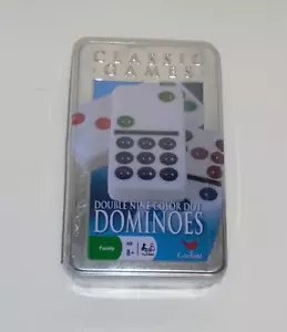 Sealed Cardinal Double Nine Dominoes Set in Embossed Storage Tin, Ages 8 and Up - Picture 1 of 5