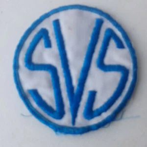 Toppa rotonda ricamata SVS sfondo blu e bianco - Foto 1 di 4