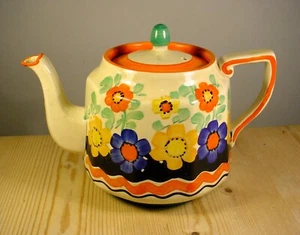 Wade 1930s Art Deco Floral Pottery Teapot 3149 - Picture 1 of 4