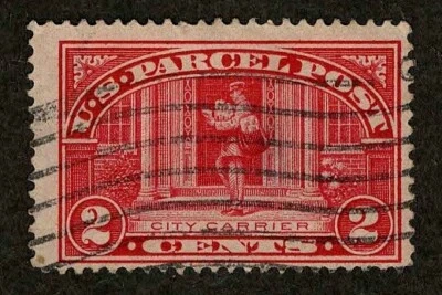 US 1913 #Q2 Parcel Post 2c City Carrier Carmine Rose Thin Used - Image 1 of 2