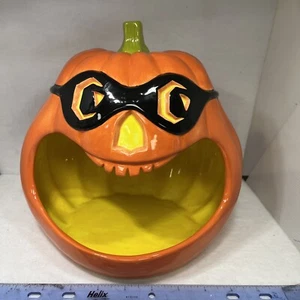 Department 56 Jack-O-Lantern Pumpkin Candy Jar Halloween Big Mouth Masked Bandit - Bild 1 von 9