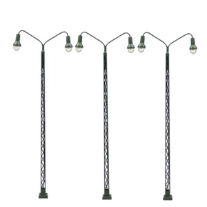 3pcs Model Railway Two-heads HO OO Gauge 1:75 Lattice Mast Lamp Track Light - Picture 1 of 5