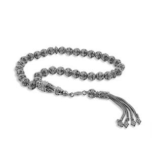 Cuentas de filigrana de plata esterlina 925 maciza arte Tasbih oración preocupación - Imagen 1 de 8