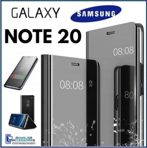 Pour SAMSUNG GALAXY NOTE 20 HOUSSE ETUI COQUE NOIR MIROIR CLEAR VIEW FLIP CASE - Photo 1 sur 10