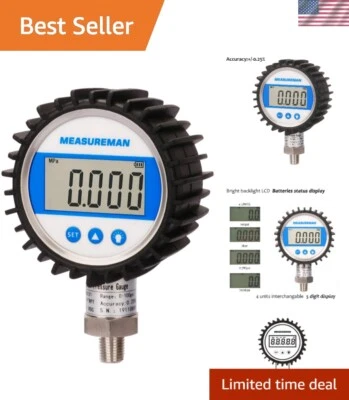 Durable Stainless Steel Digital Pressure Gauge for Fluids - 4 Units Supported - Image 1 of 4