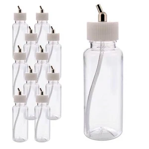 10 bottiglie barattolo plastica aerografo 3,4 oz adattatore angolo 60° coperchio connettore assemblaggio - Foto 1 di 5