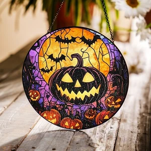 Handcrafted Halloween Suncatcher, Spooky Stained Glass Window Decor, HLW018 - Picture 1 of 8