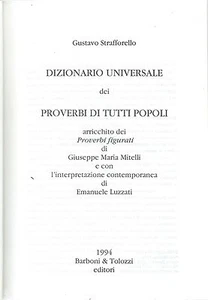 Strafforello - Dizionario Universale dei Proverbi di tutti i Popoli 1994 Genova  - Imagen 1 de 1