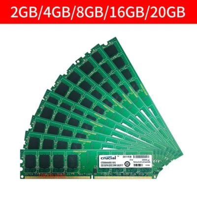 Per Crucial 20GB 16GB 8GB 4GB 2GB PC2-6400U DIMM DDR2 800MHz 1.8V Desktop RAM IT - Immagine 1 di 4