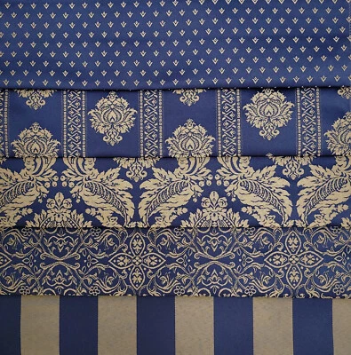 Stoff Möbelstoff Profi- Polsterstoff Meterware Biedermeier Barock royalblau - Bild 1 von 4