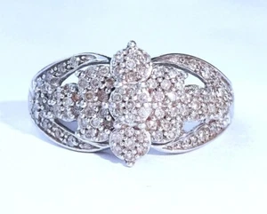 9ct White Gold 0.33ct Diamond Flower Cluster Ring, Size L1/2 - Picture 1 of 13