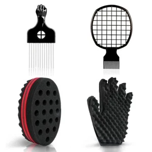 Curl Sponge Set with Glove, Metal Brush Pick and Twist Comb for Men and Women - Picture 1 of 6