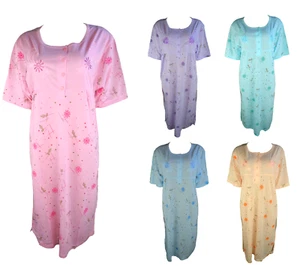 Damen Nachthemd Kurzarm Orange Rosa Lila Blau Türkis Gr. M L XL XXL - Picture 1 of 6