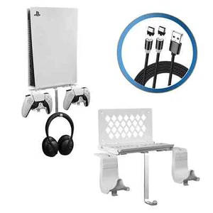 Montaje en pared PS5 de metal, kit de montaje en pared PS5, soportes para controlador, cable de carga -NUEVO - Imagen 1 de 6