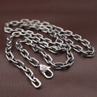 Real 925 Sterling Silver 5mm Cable Link Chain Men's Necklace 23.6" Fret-Pattern