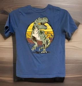 Boy's Dinosaur T-Shirt Size 10 Blue Tyrannosaurus Rex Short Sleeve Jurassic - Picture 1 of 8