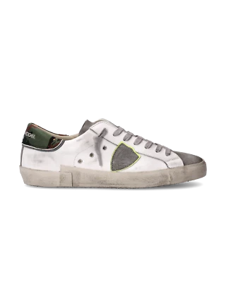 Sneakers Uomo Philippe Model in Pelle Bianca e Spoiler Camouflage art. PRLU VCT1 - Immagine 1 di 4