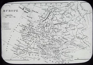 Glass Magic Lantern Slide MAP OF EUROPE WITH SCALE C1890 DRAWING - Picture 1 of 2