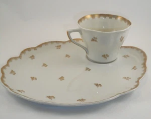 LIMOGES Plato y Taza Snack Blanco y Dorado - 5 Juegos Disponibles - Imagen 1 de 8