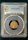 1913 $2.50 Quarter Eagle Indian Gold Coin Certified PCGS AU 53