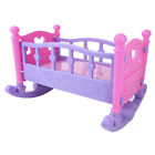 1pc Doll Rocking Bed Toy Crib Pink Infant Carriage Pretend Role Play Game