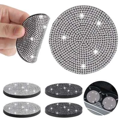 2 PIEZAS Moda Almohadilla para Taza Accesorios para Automóviles Brillante Estrás Cubierta Decoración Interior Foto 1 de 4