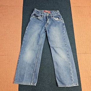 Levi's 569 Jeans Youth Sz 7 Loose Straight Slim Denim Adjustable Waist Blue V1b - Picture 1 of 11