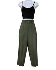 Vintage 80s 90s Chic Olive Drab High Rise Preppy Pleated Trouser Pants Size 2/4