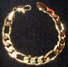 Wide Bracelet For Him Men's GOLD electroplate Solid TOP Quality Figaro Link USA