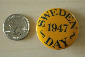 1947 Sweden Day Vintage Celebration Pin Pinback Button #31764 - Picture 1 of 2