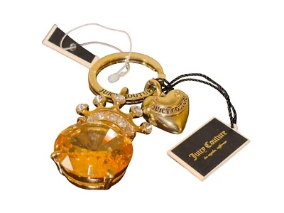 NUEVO CON ETIQUETAS JUICY COUTURE Corona de Piedra Amarilla Llavero Llavero Corazón Tiara Foto 1 de 4