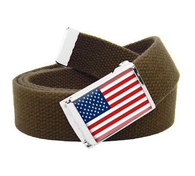 Build A Belt Kid's American Flag 1.25" Wide Flip Top Buckle with Canvas Web Belt - Image 1 of 4
