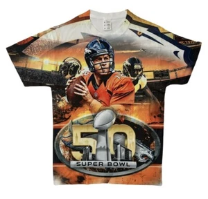 Super Bowl 50 Denver Broncos Peyton Manning Von Miller Sublimated TShirt Medium - Picture 1 of 5