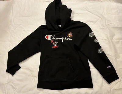 Champion Mario Bros. Black Sweatshirt Hoodie Long Sleeve Youth Large - Image 1 of 4