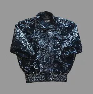 True Vintage Escada Lederblouson 1986 L XL Velours Lederjacke schwarz Silber - Bild 1 von 13