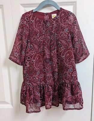 EUC Toddler Girl's Size: 3T Crazy 8 Burgundy Paisley Lined Dress - Image 1 of 4