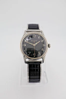 Vintage Bulova 1963 Jet Clipper 'M3' Black Dial 17J Manual-Wind Men's Watch - Image 1 of 4