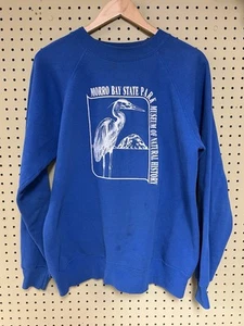Vintage Morro Bay State Park Museum San Luis Obispo Large Blue Sweatshirt - Picture 1 of 8