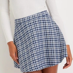 Chic Expertise Blue Multi Boucle Lurex Mini Skater Skirt by LULUS in Large - Picture 1 of 7