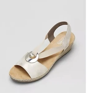 Rieker Circle Trim Wedge Sandal Gold Size 41 - Picture 1 of 8