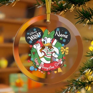 Personalisierte Gänseblümchen Ente Glas Ornament, Kreuzfahrt Glas Ornament, Disney Cruise Orn - Bild 1 von 2