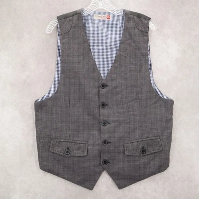 Sovereign Codes Gray Checker 5 Button Point Pocket Waistcoat Formal Suit Vest XL - Image 1 of 4