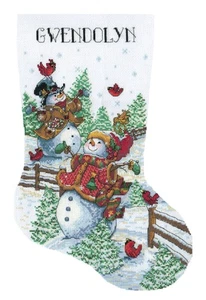 Kreuzstich Set ~ Design Works Tobender Schneemann Weihnachtsstrumpf #DW6866 - Bild 1 von 3