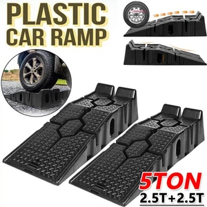 2PCS Heavy Duty 2.5 Ton Car Vehicle Lifting Ramps Garage Workshop Ramp Anti Slip - Picture 1 of 24