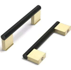 Stck 40 Goldenwarm 3" gerändelt schwarz und matt gold Schrankgriffe - Bild 1 von 6