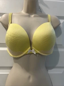 Victoria’s Secret sehr sexy Push Up BH gelb mit Spitzenbesatz Bügel Gr. 38 D - Bild 1 von 6